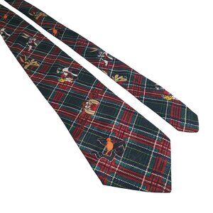 Looney Tunes Character Tie Plaid Design 1994 Taz Sylvester Tweety Bugs Coyote